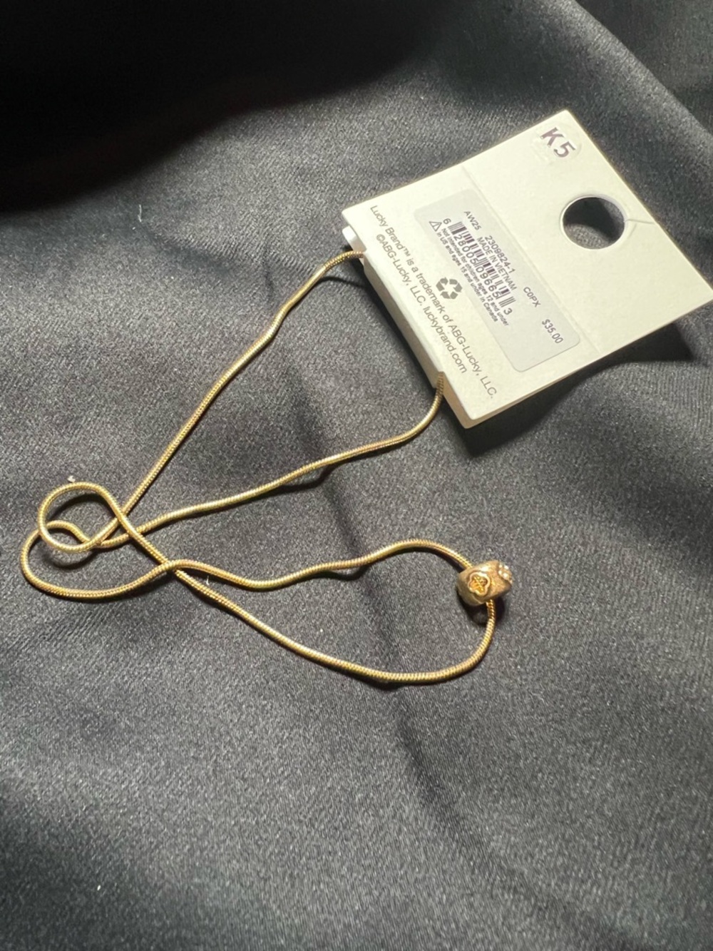 Lucky Brand Gold Slider Necklace with Polished Bead